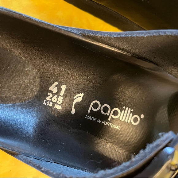 Papillio Birkenstock Black Leather Platform Sandals Size 41 - Picture 9 of 9